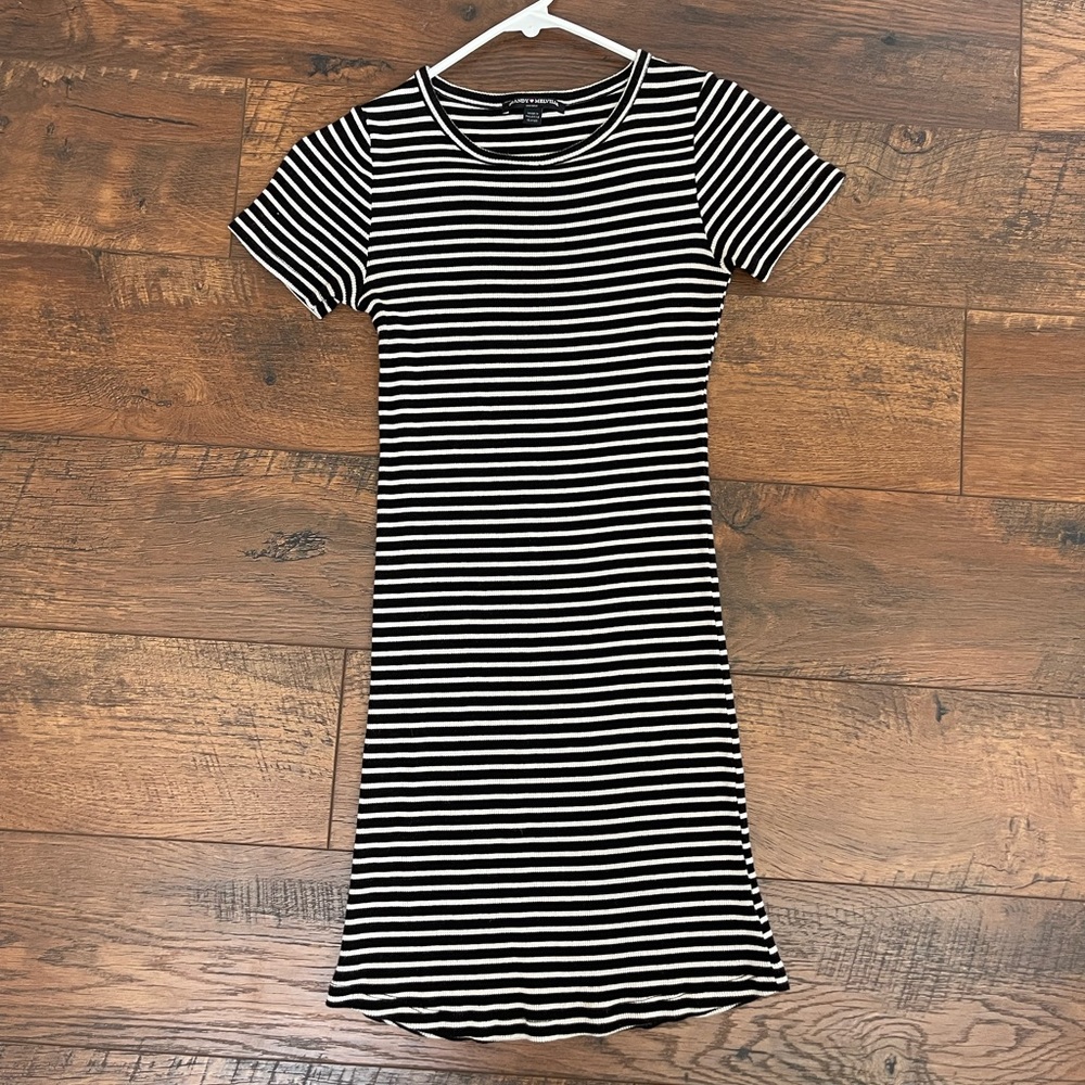 Short Black-White Striped Dress